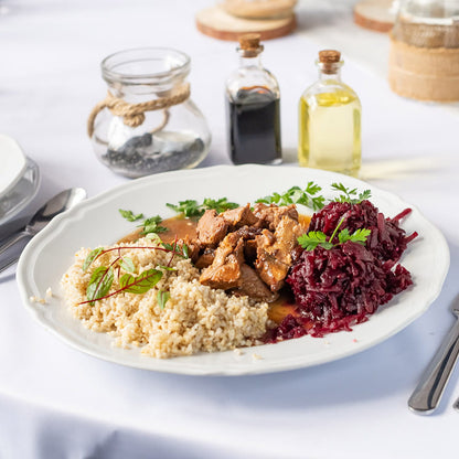 Kaczka Dziwaczka - udo w sosie żurawinowym